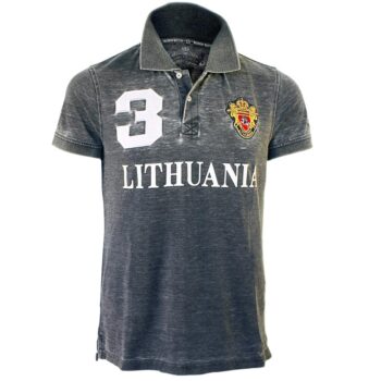 Pilki Polo marškinėliai Lithuania su skaičiumi 3