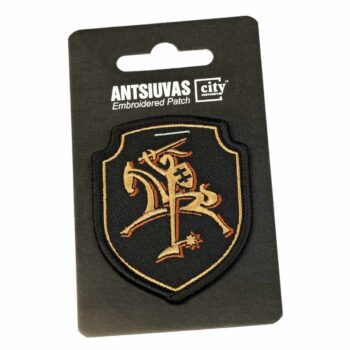 Vyčio antsiuvas ant pakuotės su CitySouvenirs logotipu