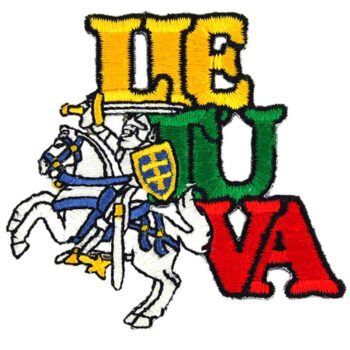 Siuvinėtas antsiuvas Vytis Lietuva LTU trispalvė 65x60 mm