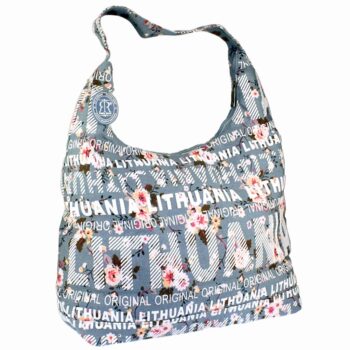 Moteriška gėlėta rankinė Lithuania šviesiai mėlynos spalvos