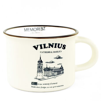baltas mažas puodelis vilnius cathedral basilica suvenyras