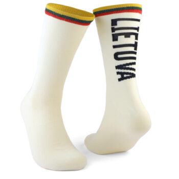 Baltos kojinės su užrašu 