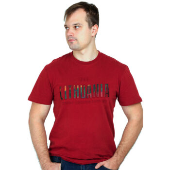 Vyriški marškinėliai Feel Lithuania bordo spalvos su Lithuania užrašu