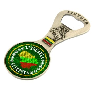Magnetas su Lietuvos kontūru ir trispalve – suvenyrinis butelio atidarytuvas