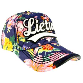 Moteriška kepurė Lietuva su gėlių raštu