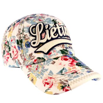 Moteriška kepurė Lietuva su gėlių raštu