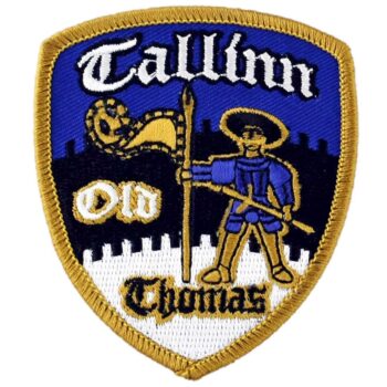 Siuvinėtas antsiuvas Tallinn Old Thomas skydo formos 65x75 mm