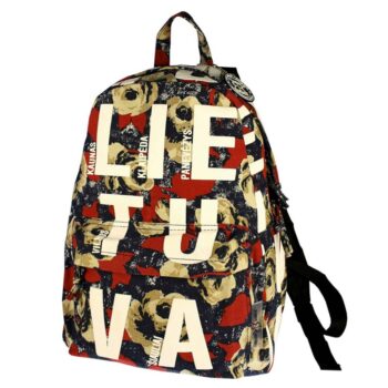 Gėlėta kuprinė Lithuania su miestų pavadinimais