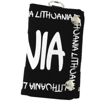 Juoda drobinė piniginė LITHUANIA Robin Ruth su užrašu