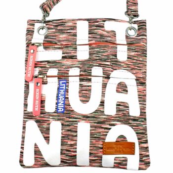 Raudonų atspalvių kaklo piniginė Lithuania su dviem užtrauktukais