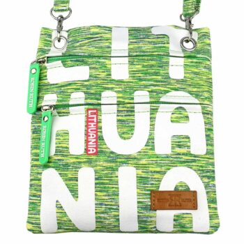 Žalia kaklo piniginė Lithuania sportinio stiliaus su užtrauktukais