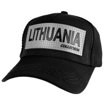 Juoda kepurė „Lithuania Collection“ su reljefiniu užrašu
