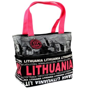 Moteriška rankinė Lithuania Trakai su rožinėmis rankenomis