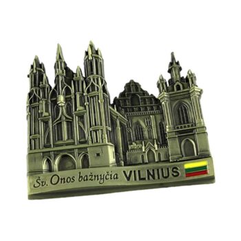 Onos bažnyčia Vilniuje – metalinis šaldytuvo magnetas su Lietuvos vėliava