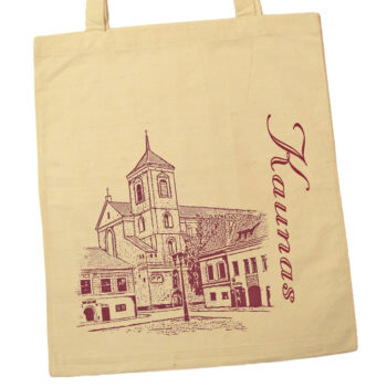 Kauno Arkikatedros piešinys ant medvilninio maišelio