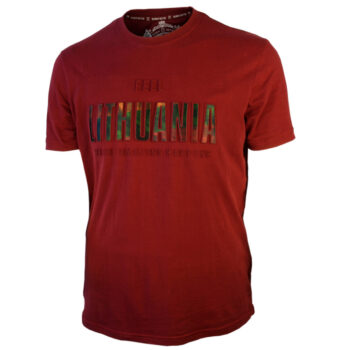 Feel Lithuania bordo vyriški marškinėliai su Lithuania reljefiniu užrašu
