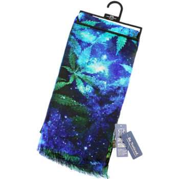 Sulankstytas mėlynas Robin Ruth šalikėlis su lapų motyvu