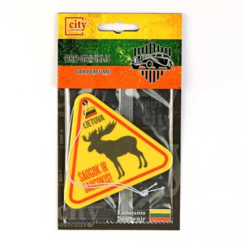 Automobilinis oro gaiviklis Lietuva „Saugok ir saugokis!“ su briedžio siluetu pakuotėje