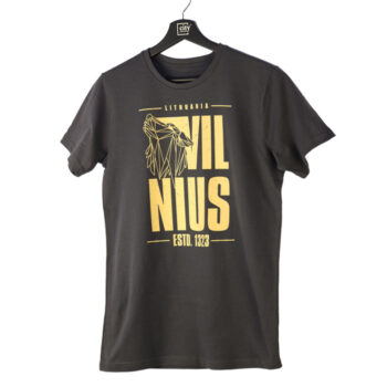 Pilki marškinėliai Vilnius 1323 su geležinio vilko simbolika