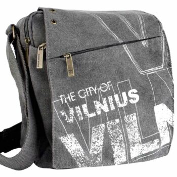 Unisex rankinė per petį Vilnius City pilka su miesto dizainu