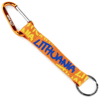 oranžinis raktų pakabukas lithuania su karabinu robin ruth