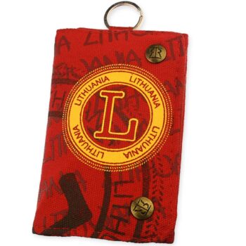 Lietuva drobinė piniginė raudona Robin Ruth su Lithuania dizainu