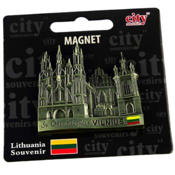 Metalinis magnetas Šv. Onos bažnyčia Vilniuje su Lietuvos vėliava