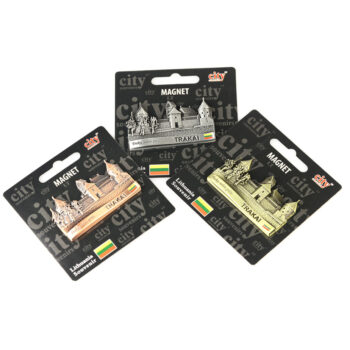 Trijų spalvų Trakų pilies magnetai pakuotėse