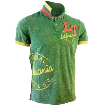 Žali Polo marškinėliai su LT užrašu ir trispalve