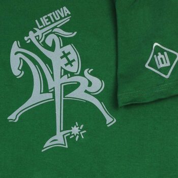 Žali marškinėliai su Vyčiu ir Gedimino stulpais – lietuviška simbolika