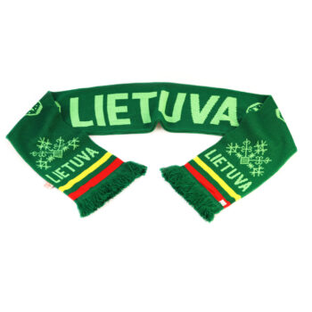 Žalias megztas šalikas LIETUVA su trispalve