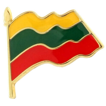 Metalinis ženkliukas vėliavėle Lietuvos trispalve