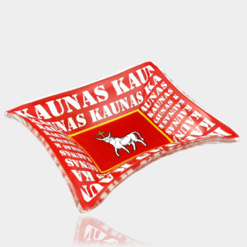 Stiklinės lėkštutės, saldaininės su Lietuva ir miestų simbolika