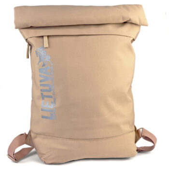 Kakavos spalvos kuprinė Lietuva – Tėvynė mūsų, su atšvaitu ir Vyčiu