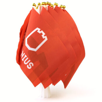 Reklaminės rankinės vėliavėlės su Vilniaus logotipu