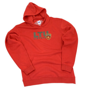 Vaikiškas raudonas džemperis LTU Lietuva, padėtas plokščiai