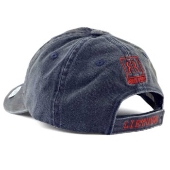 Mėlyna vaikiška kepurė Lietuva – nugaros pusė su užrašu